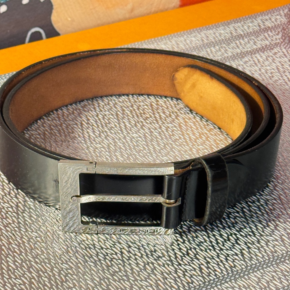 Fendi Black Leather Belt with Silver Buckle - Picture 6 of 16